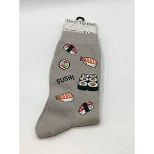 FOOT TRAFFIC Unisex Gray Sushi Crew Socks SZ OS